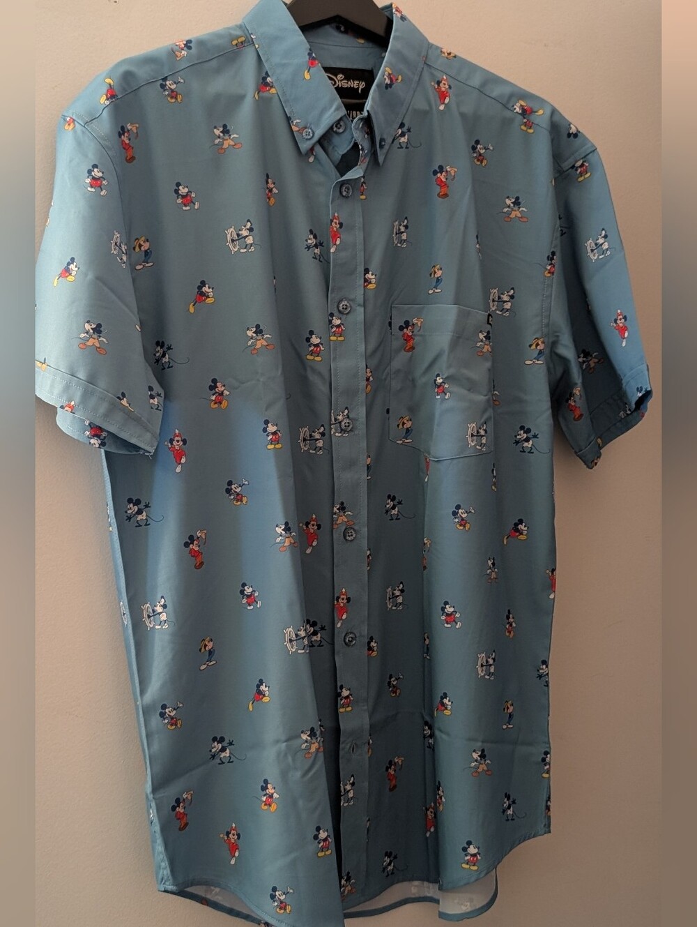 Disney Teal Button-Down Shirt with Mickey Mouse Print